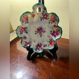 Valenine’s Day: Nippon Japanese Hand-painted Fine China dish w scalloped rim
